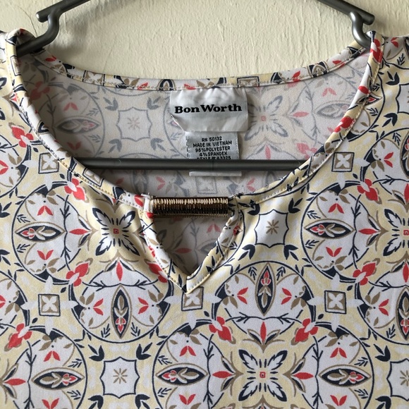 BON WORTH Womens Tunic Top Size XSP 3/4 Sleeve Semi Loose Side Slits - Picture 5 of 9